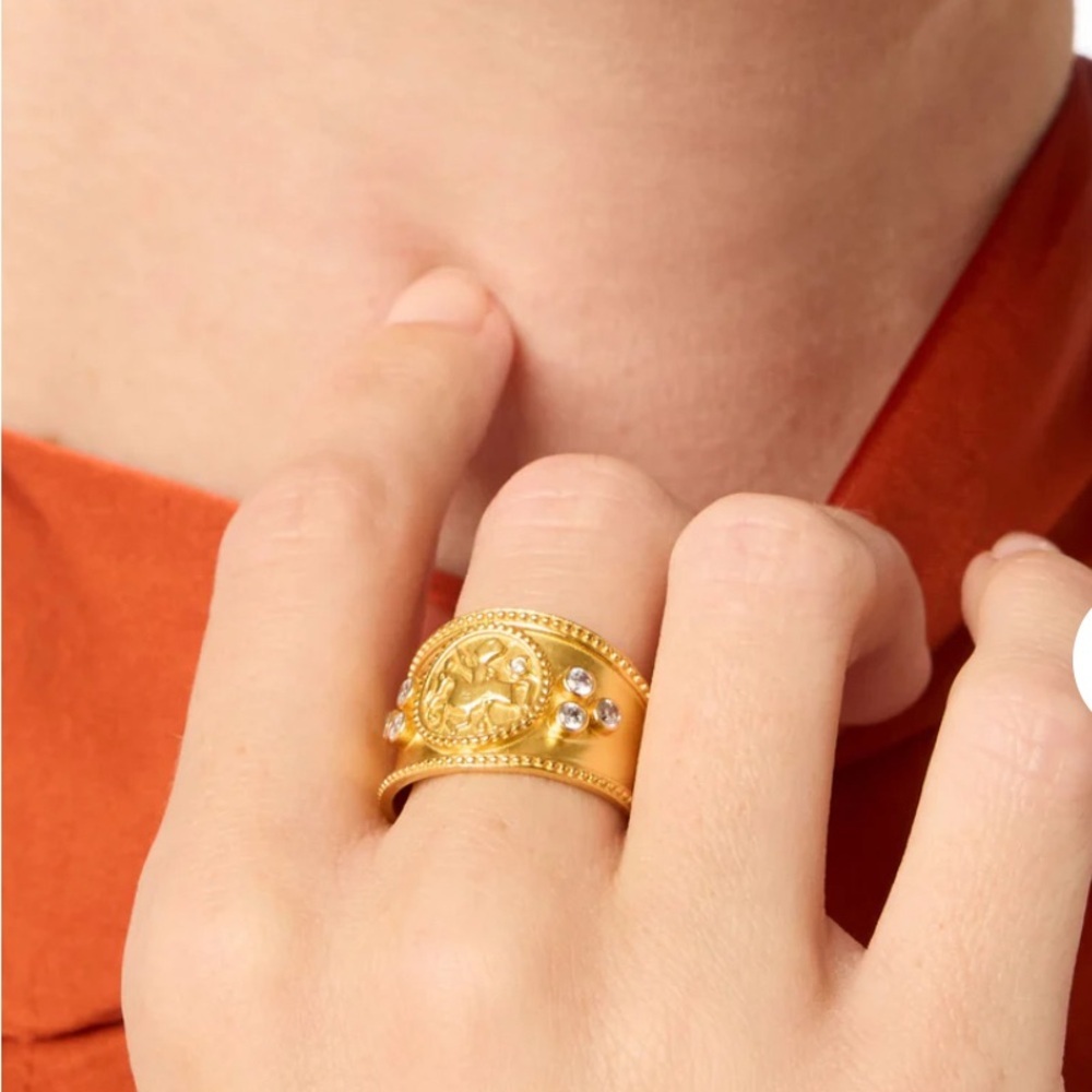 Julie Vos Coin Crest Ring-Gold size 7 - Picture 4 of 5